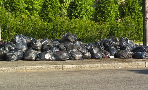 Various types of builders waste materials ready for recycling